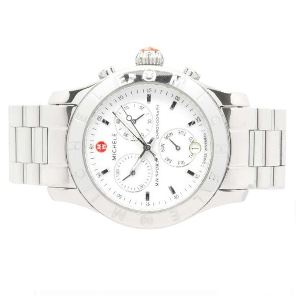 Authentic Michele MW Sport Silver Chronograph Swiss Quartz Watch - Works - Picture 3 of 16